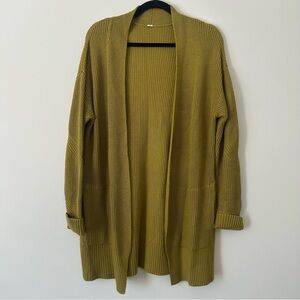 Lululemon Chartreuse Auric Gold Cashlu Longline Long Sleeve Knit Sweater Wrap